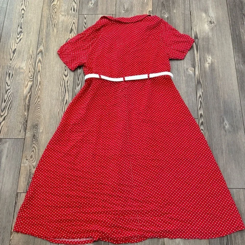 Erika Red Polka Dot Button Down Dress - Picture 8 of 12